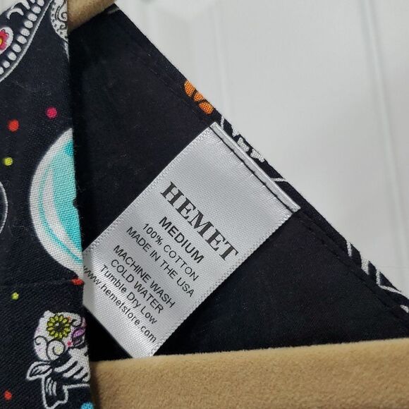 Hemet Multicolor Day Of The Dead Cat Cotton Fit & Flare Mini Dress Medium - Picture 3 of 4